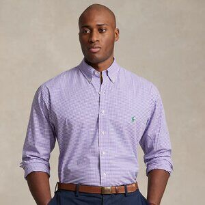 Gingham Poplin Shirt . Lavender/White